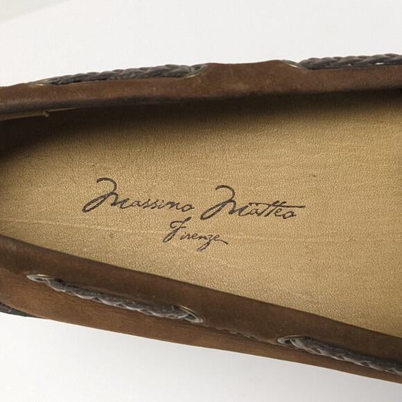 Massimo Matteo Rope Driver Loafers, Tan Nubuck, Mens 7.5 M